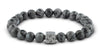 Pravano - Slim Line Grey Jasper Silver Tabono Men's Bracelet