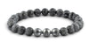 Pravano - Slim Line Grey Jasper Silver Trio Men's Bracelet