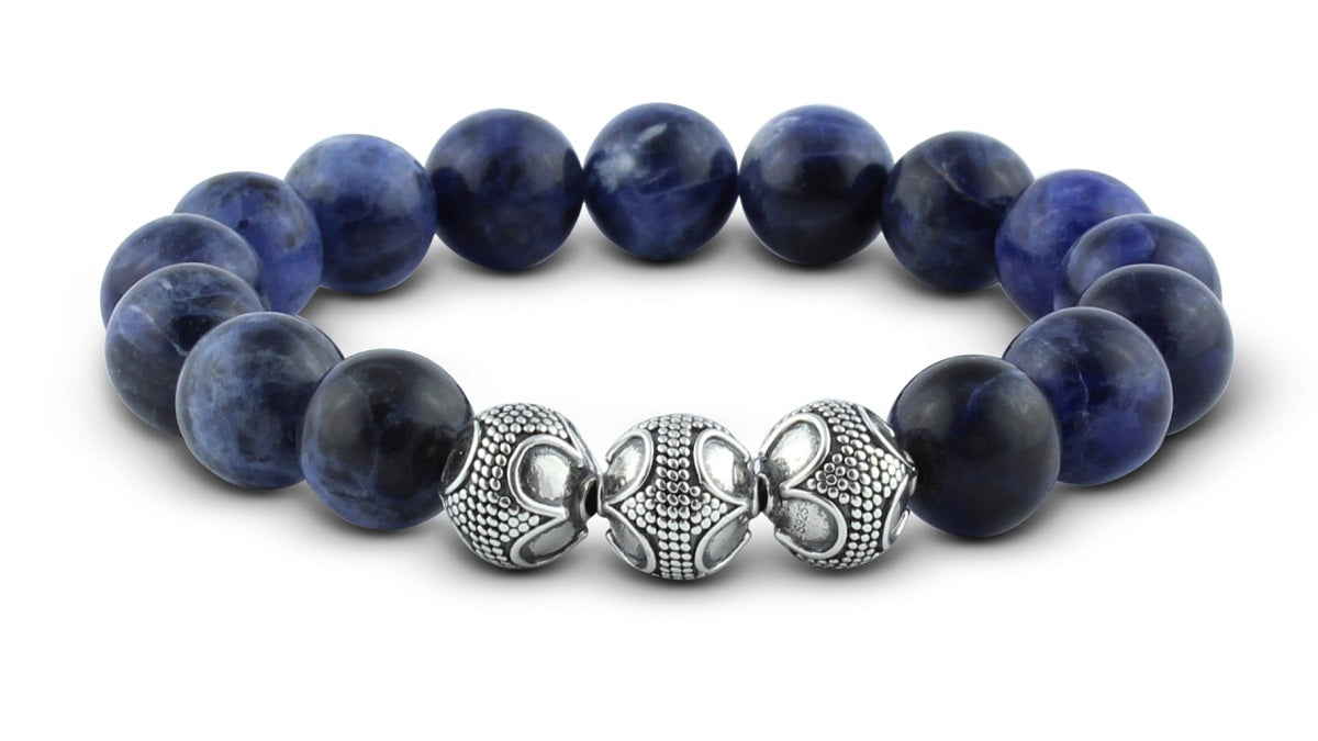Pravano - Grand Sodalite Silver trio Men's Bracelet