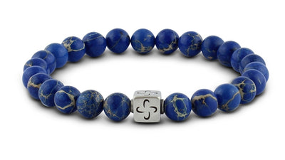 Pravano - Slim Line Ocean Blue Jasper Silver Tabono Men's Bracelet