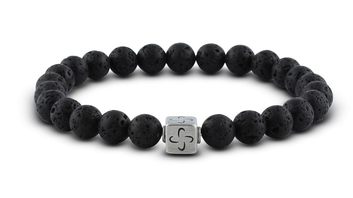 Pravano - Slim Line Lava Silver Tabono Men's Bracelet