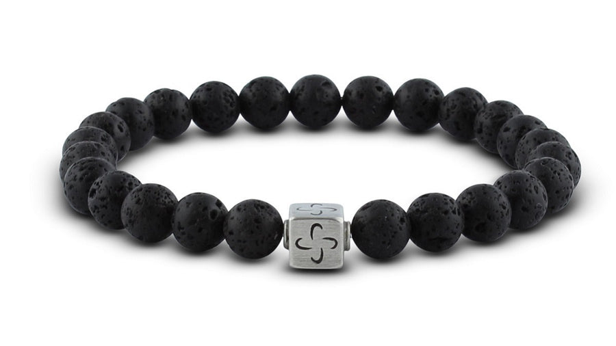 Pravano - Slim Line Lava Silver Tabono Men's Bracelet