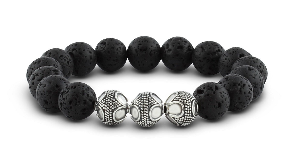 Pravano - Grand Lava Silver Trio Men's Bracelet