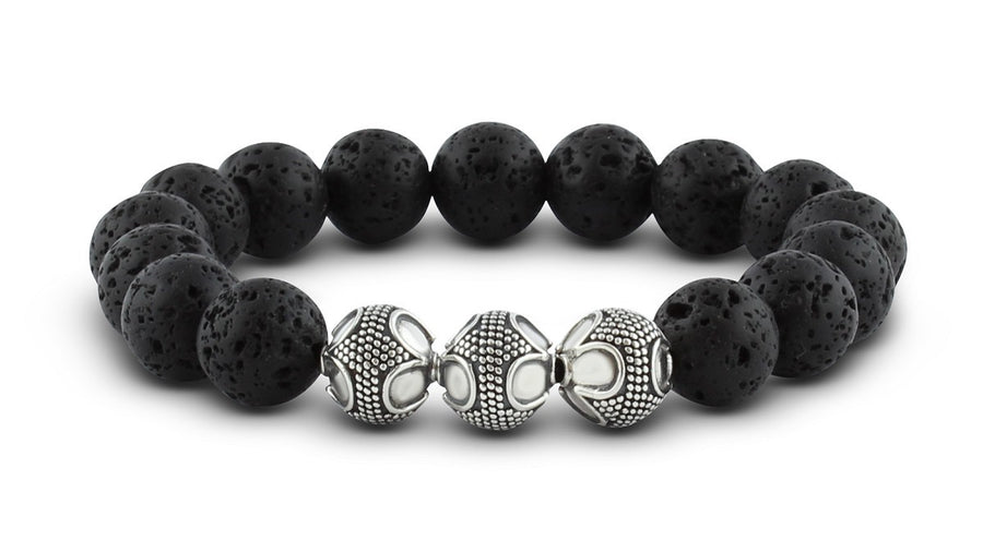 Pravano - Grand Lava Silver Trio Men's Bracelet