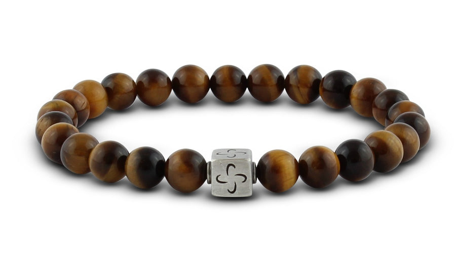 Pravano - Slim Line Tiger Eye Silver Tabono Men's Bracelet