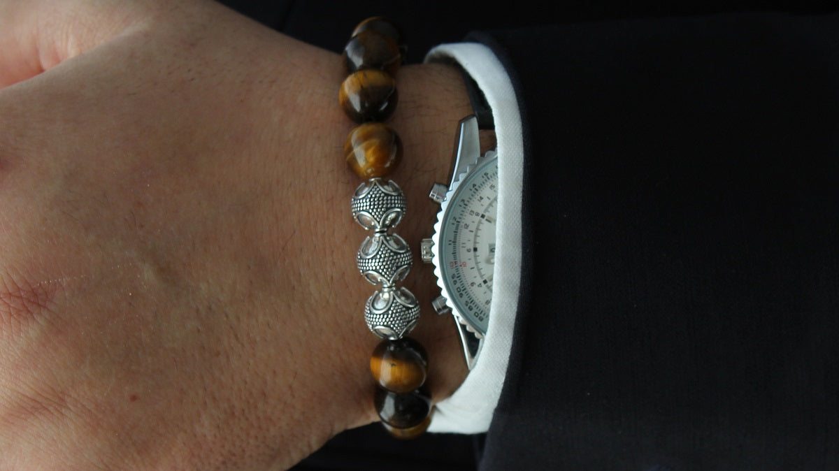 Grand Tiger Eye Silver Trio Bracelet