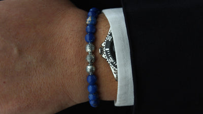 Ocean Blue Jasper Silver Trio Bracelet