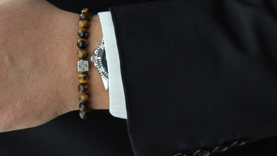 Tiger Eye Silver Tabono Bracelet