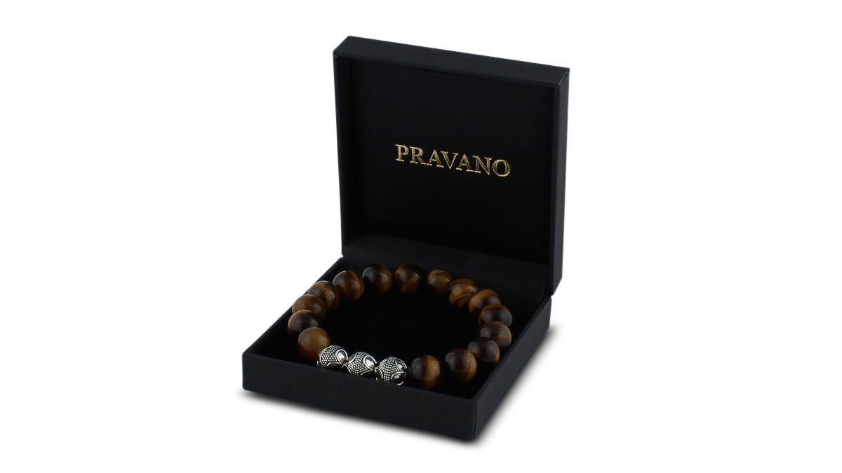 Grand Tiger Eye Silver Trio Bracelet