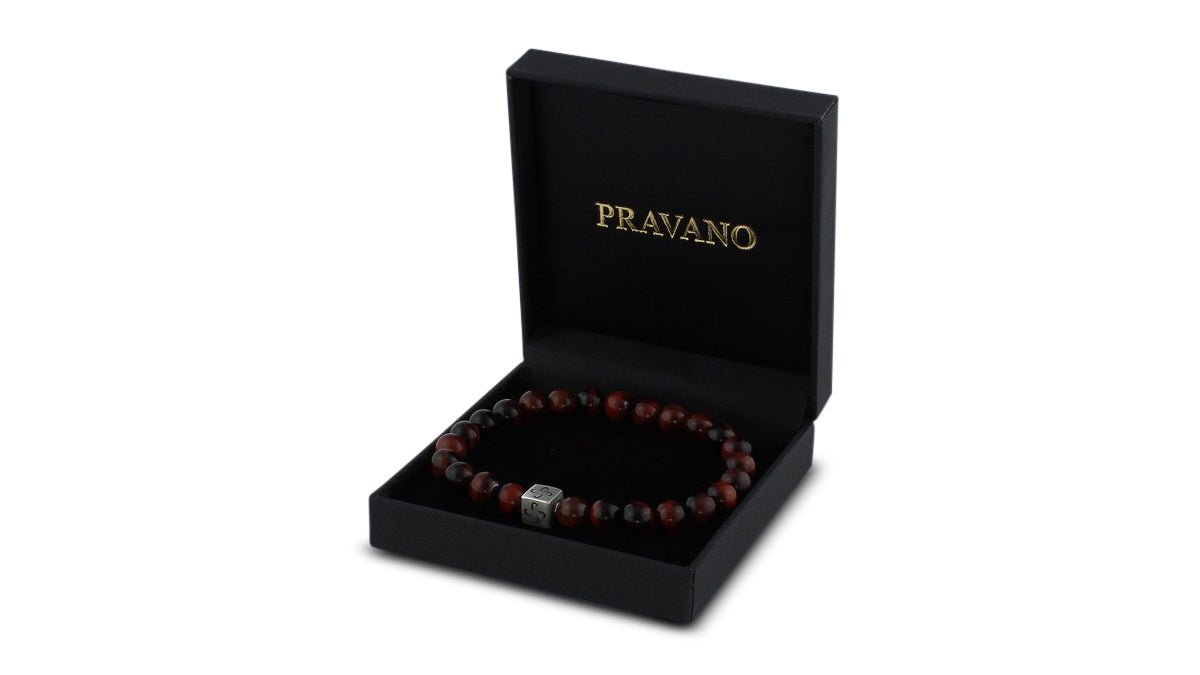 Red Tiger Eye Silver Tabono Bracelet