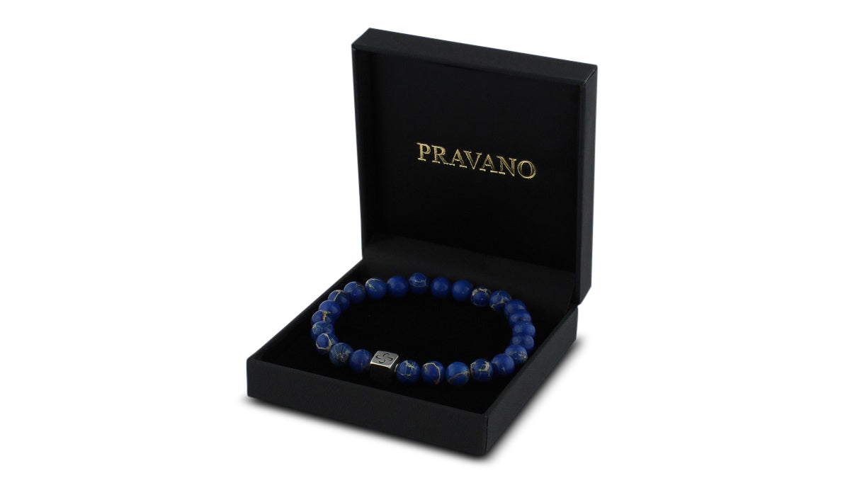 Ocean Blue Jasper Silver Tabono Bracelet