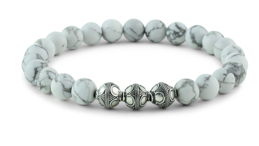 Howlite Silver Trio Bracelet