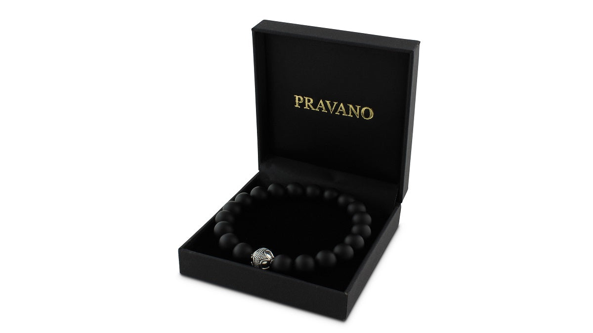 Matte Onyx and Silver Bracelet