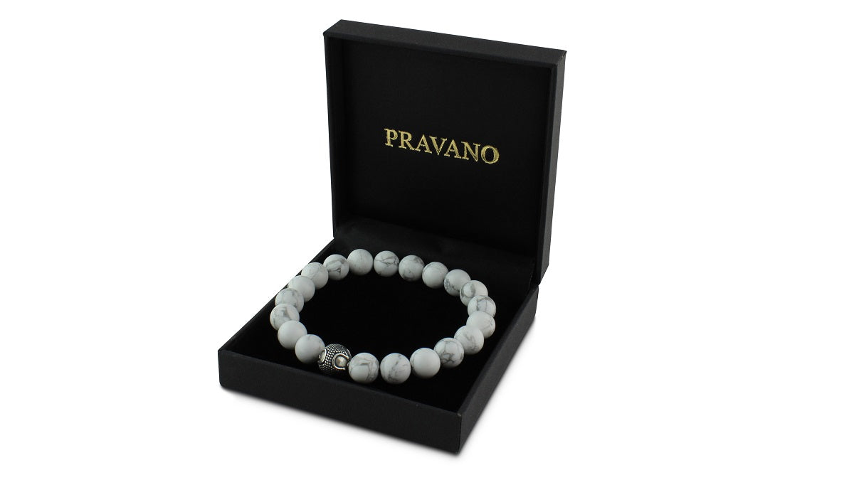 Howlite and Silver Bracelet