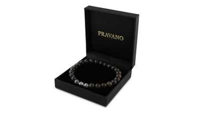 Snowflake Obsidian Silver Trio Bracelet