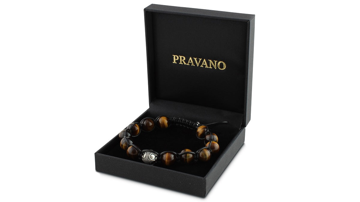 Tiger Eye and Silver Braided Macrame Bracelet