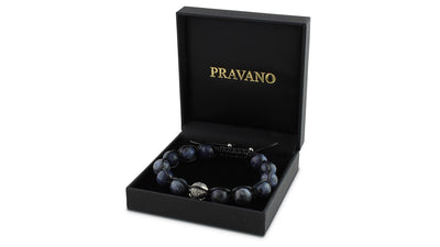 Sodalite and Silver Braided Macrame Bracelet