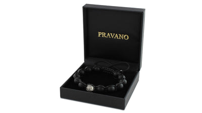 Matte Onyx and Silver Braided Macrame Bracelet
