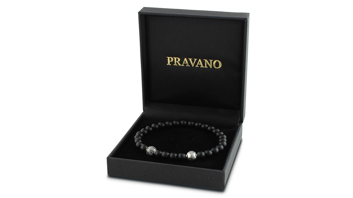 Matte Onyx and Silver Bracelets