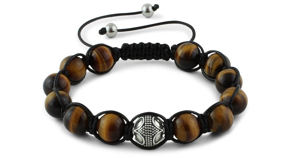 Tiger Eye and Silver Braided Macrame Bracelet