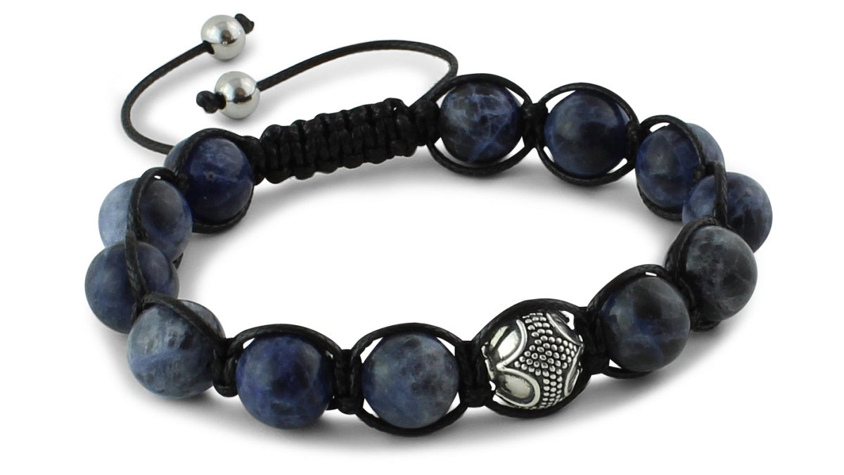 Sodalite and Silver Braided Macrame Bracelet