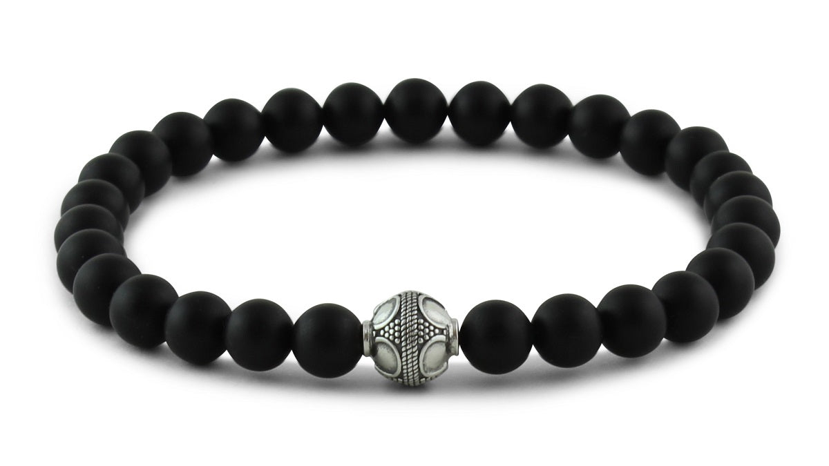 Matte Onyx and Silver Bracelets