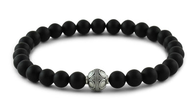 Matte Onyx and Silver Bracelets