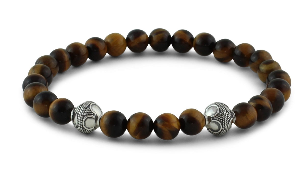 Tiger Eye and Silver Bracelets