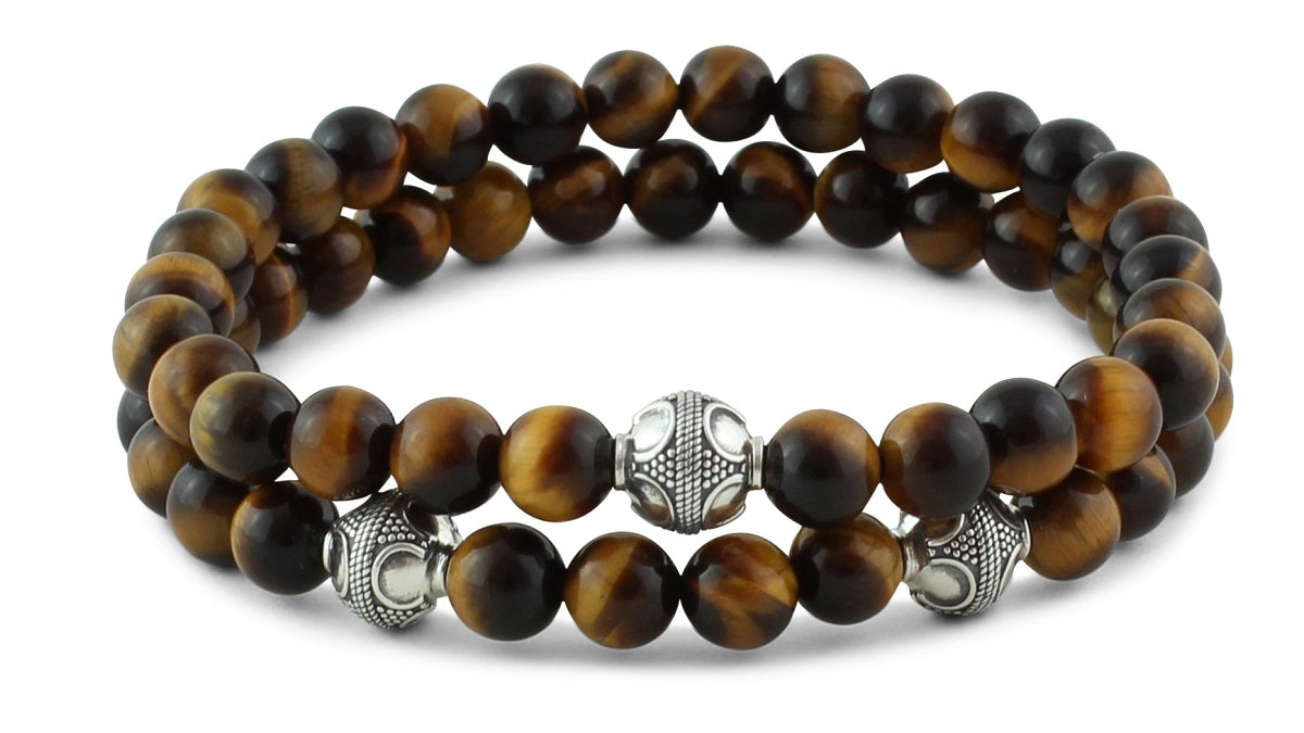 Tiger Eye and Silver Bracelets