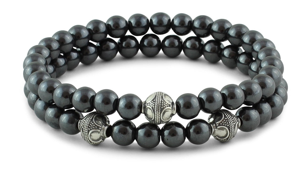 Hematite and Silver Bracelets