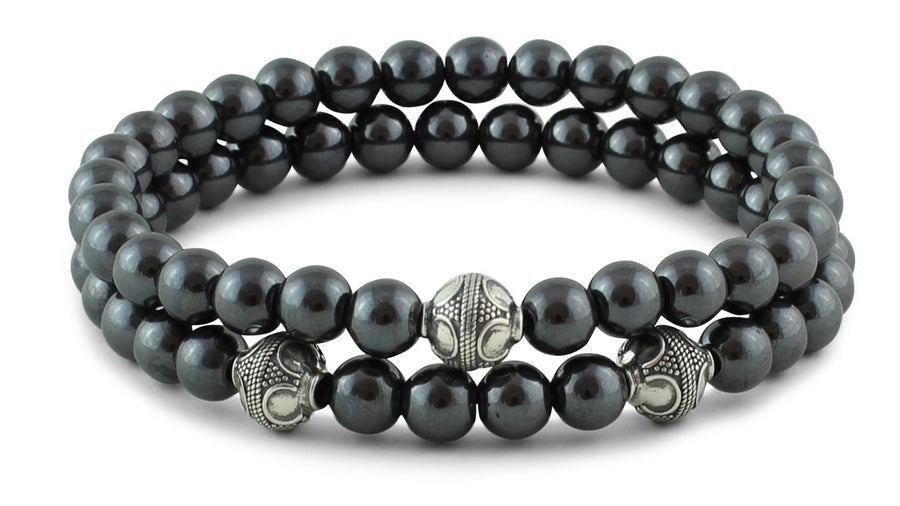 Hematite and Silver Bracelets
