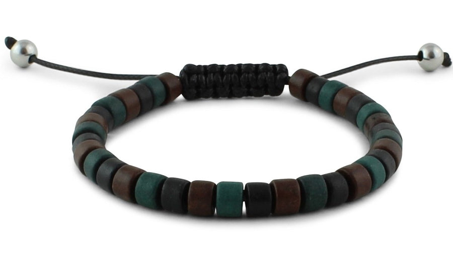 Brown, Grey and Green Ceramic Bracelet