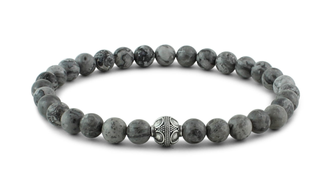 Grey Jasper and Silver Bracelets