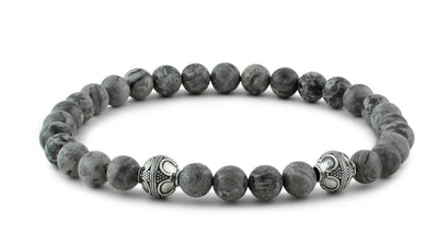 Grey Jasper and Silver Bracelets