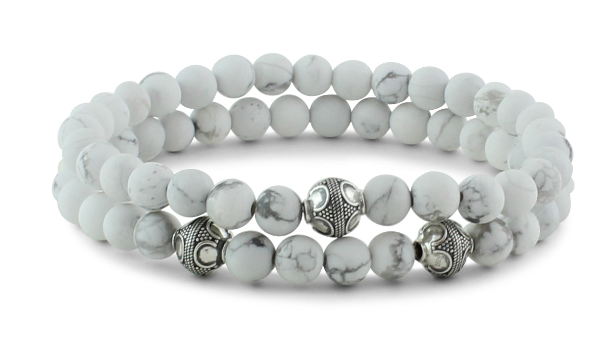 Howlite and Silver Bracelets