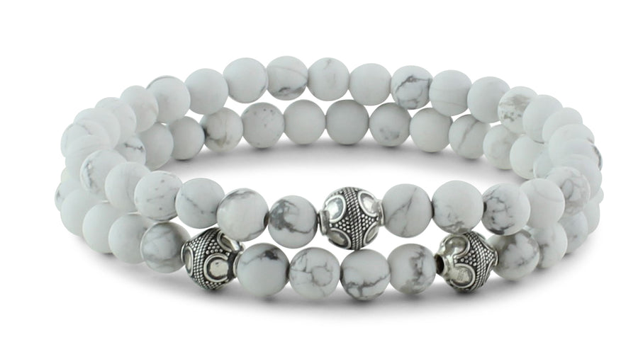 Howlite and Silver Bracelets