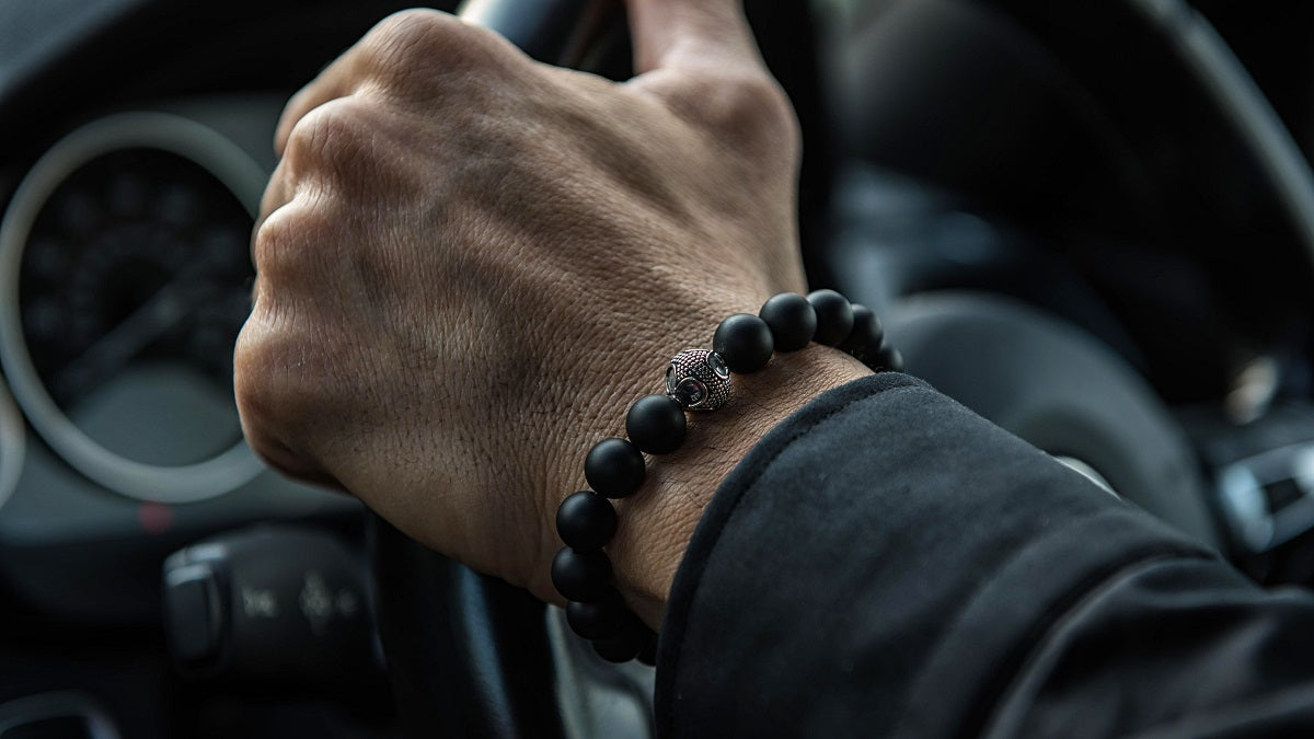 Matte Onyx and Silver Bracelet