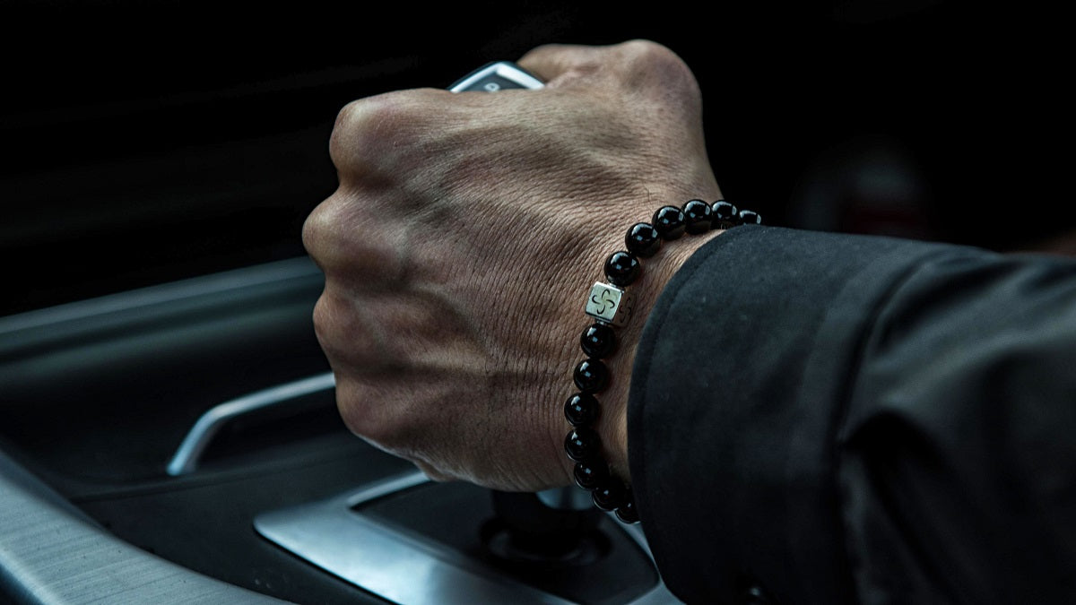 Polished Onyx Silver Tabono Bracelet
