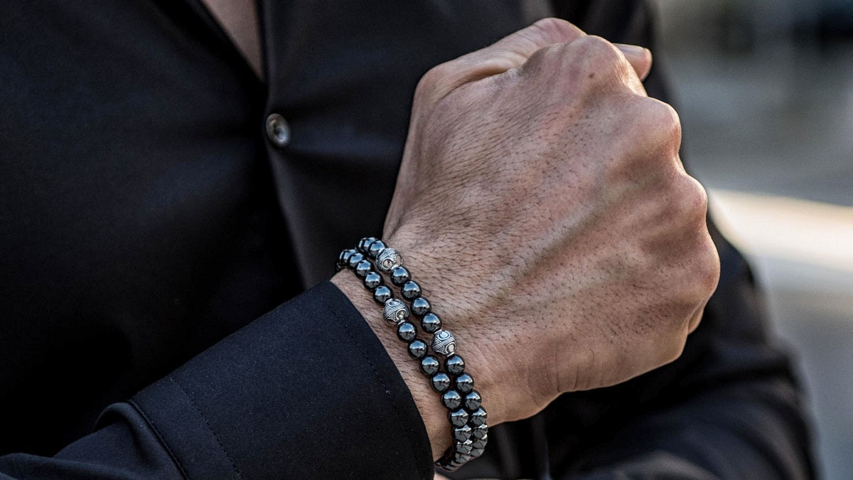 Hematite and Silver Bracelets