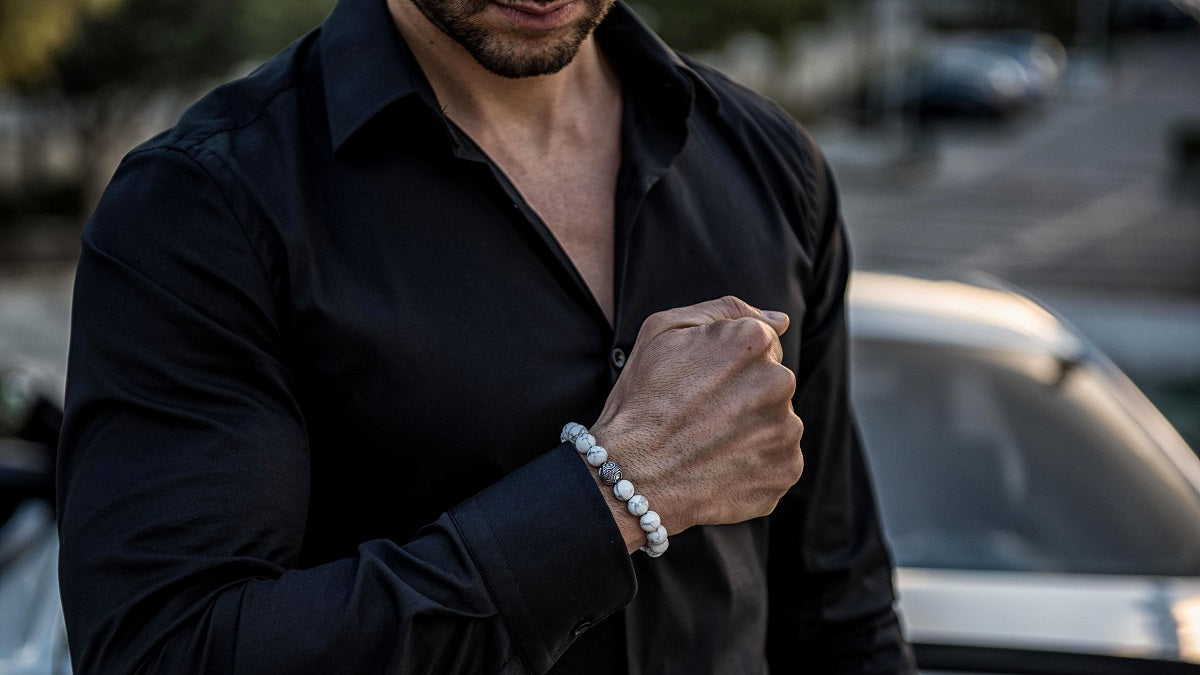 Howlite and Silver Bracelet