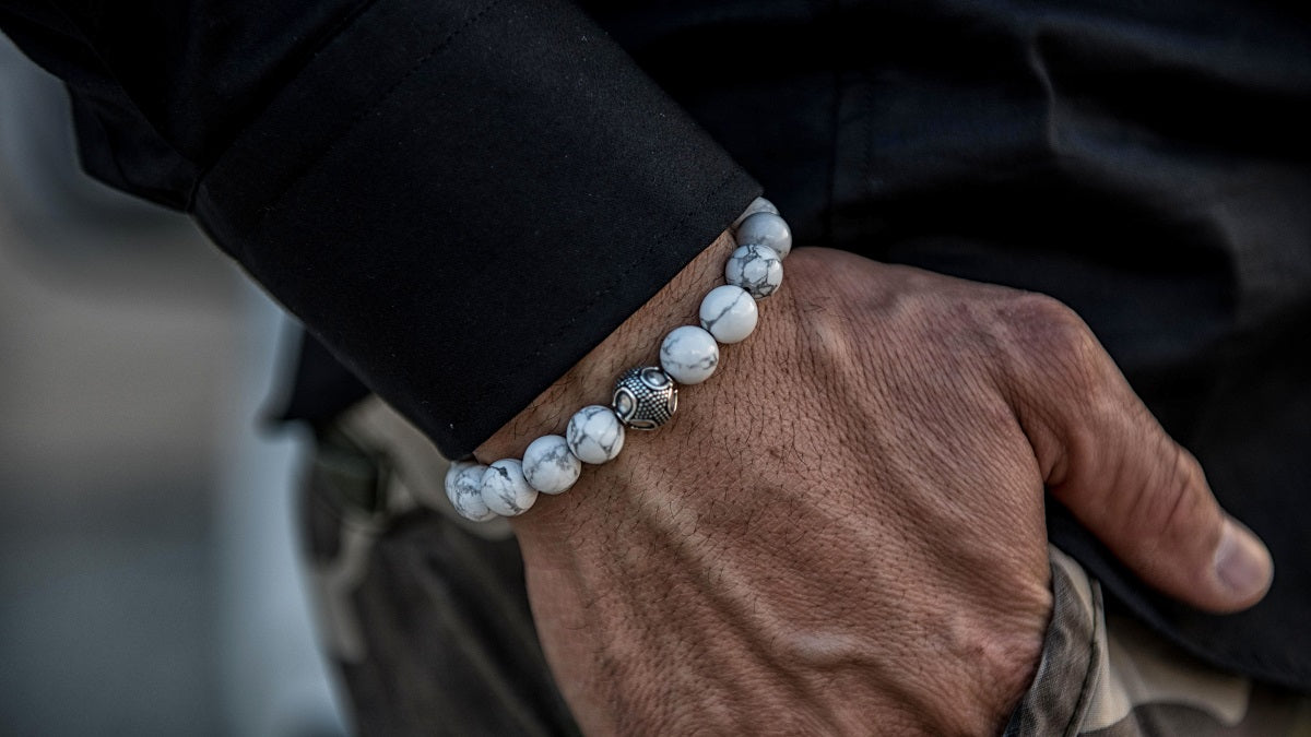 Howlite and Silver Bracelet