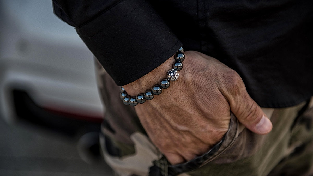 Hematite and Silver Bracelet
