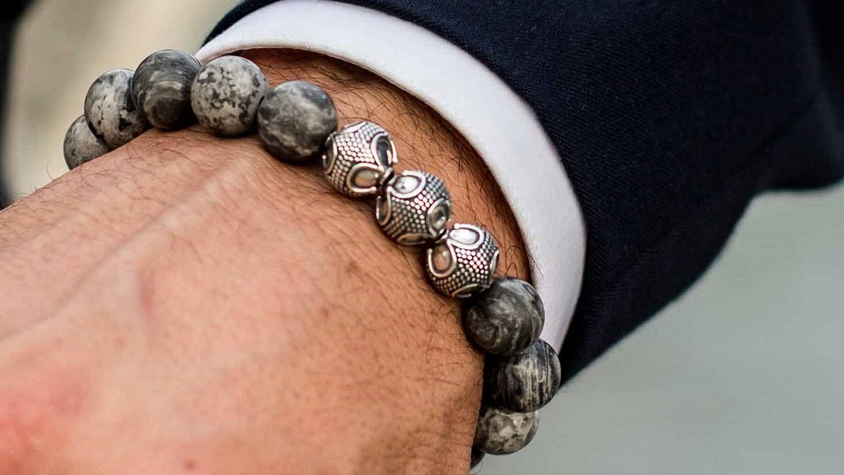 Grand Grey Jasper Silver Trio Bracelet