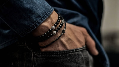 Matte Onyx and Silver Bracelets