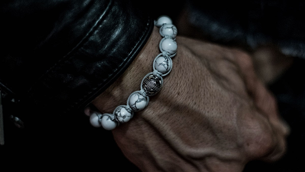 Howlite and Silver Braided Macrame Bracelet