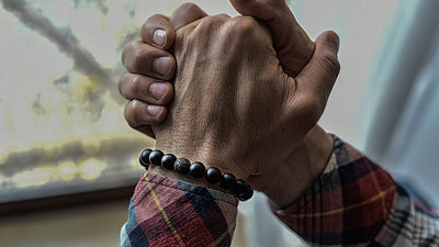 Matte Onyx and Black CZ Diamond Bead Bracelet