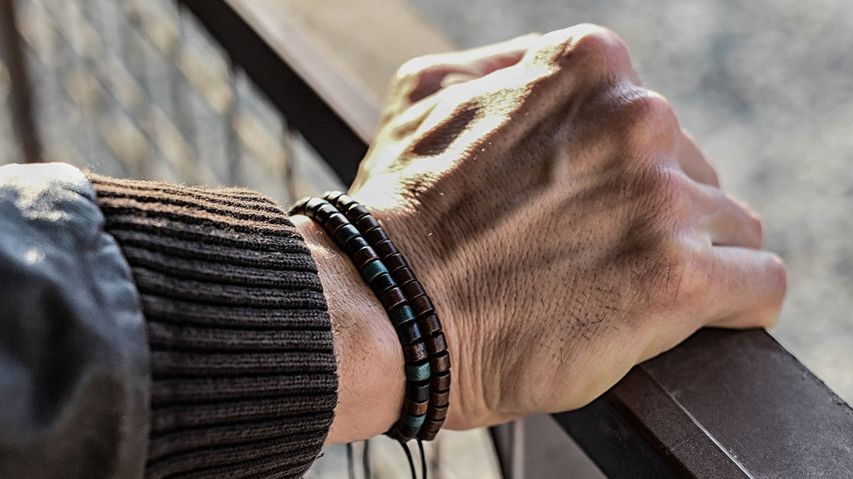 Brown, Grey and Green Ceramic Bracelet