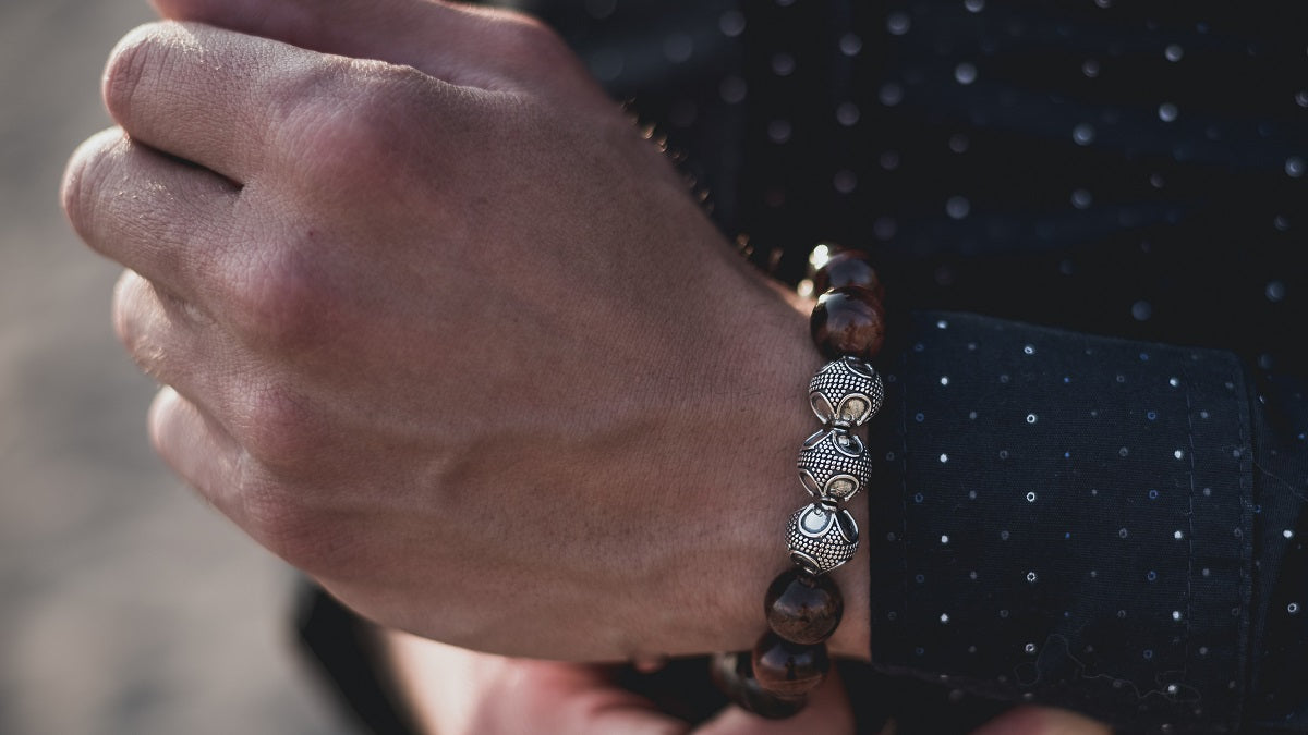 Grand Red Tiger Eye Silver Trio Bracelet