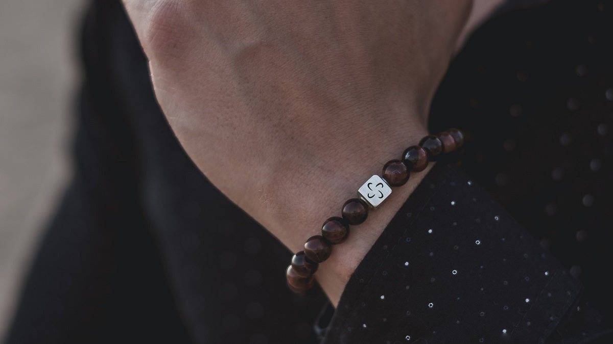 Red Tiger Eye Silver Tabono Bracelet