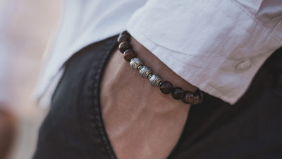 Red Tiger Eye Silver Trio Bracelet
